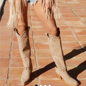 Suede studded knee high boots. Only two sizes on the site available to purchase